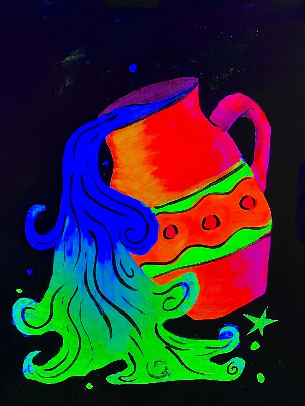 Pinta tu signo Acuario con pintura flúor paso a paso.