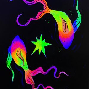Pinta tu signo Piscis en un taller con pintura fluorescente.