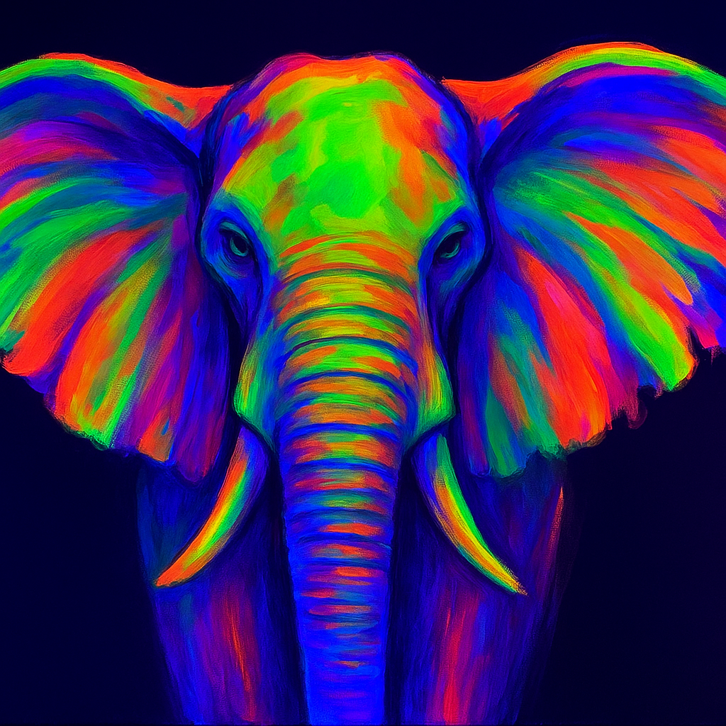 Taller Elephant Glow de pintura neón en Wine and Art Barcelona